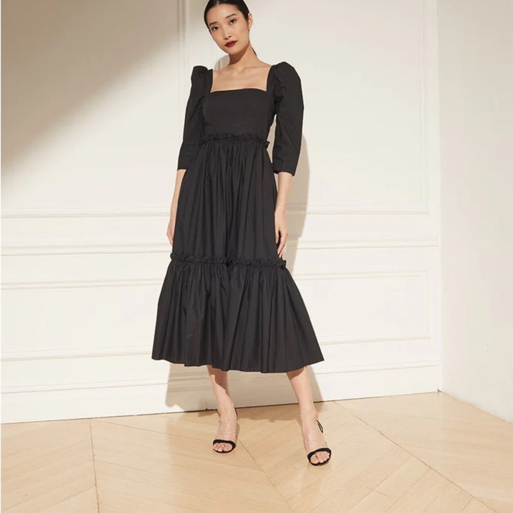 Cara Cara Black Smocked Tiered Sundress